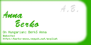 anna berko business card