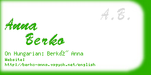 anna berko business card